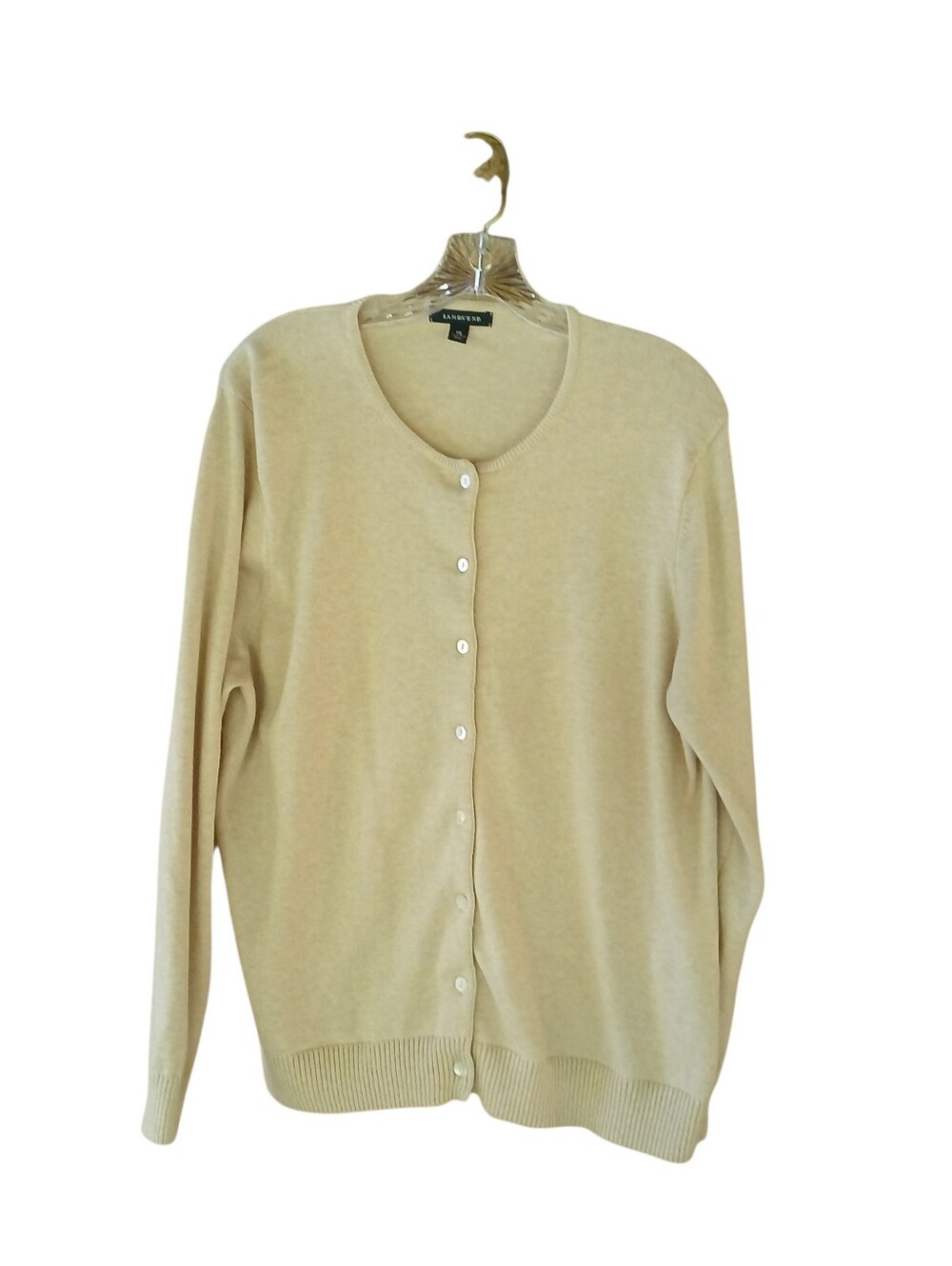 Lands' End Cream Crew Neck Cardigan Size 1X